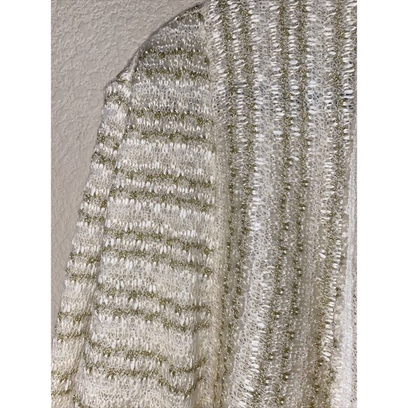 Karen Brooks fairy whimsical Gold Metallic Knit lagen Waterfall Cardigan New - Picture 2 of 8